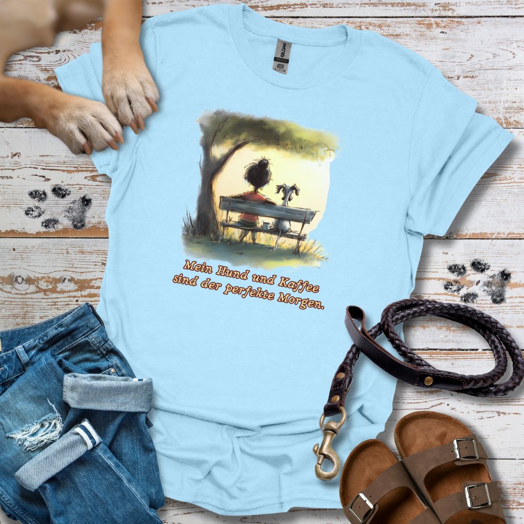 Mein Hund und Kaffee sind der perfekte Morgen - T-Shirt Unisex Relaxed Fit