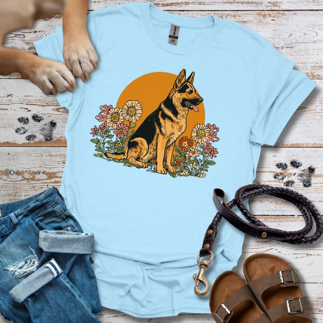 Floral Deutscher Schäferhund - T-Shirt Unisex Relaxed Fit