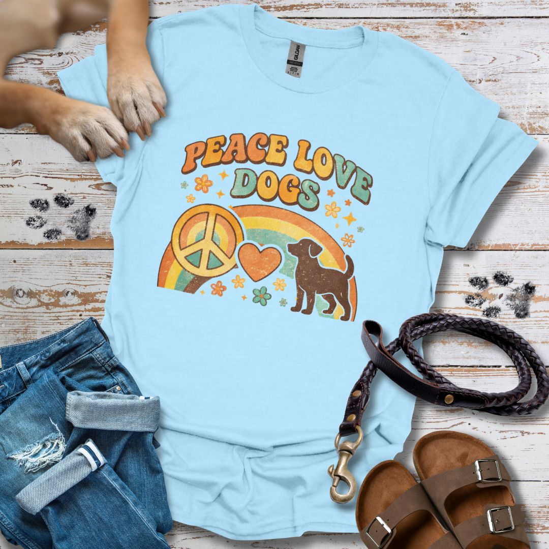 Peace Love Dogs Retro - T-Shirt Unisex Classic Fit Standard Qualität