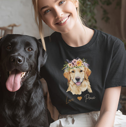 Golden Retriever Love & Peace - T-Shirt Unisex Classic Fit - Bequemer Klassiker