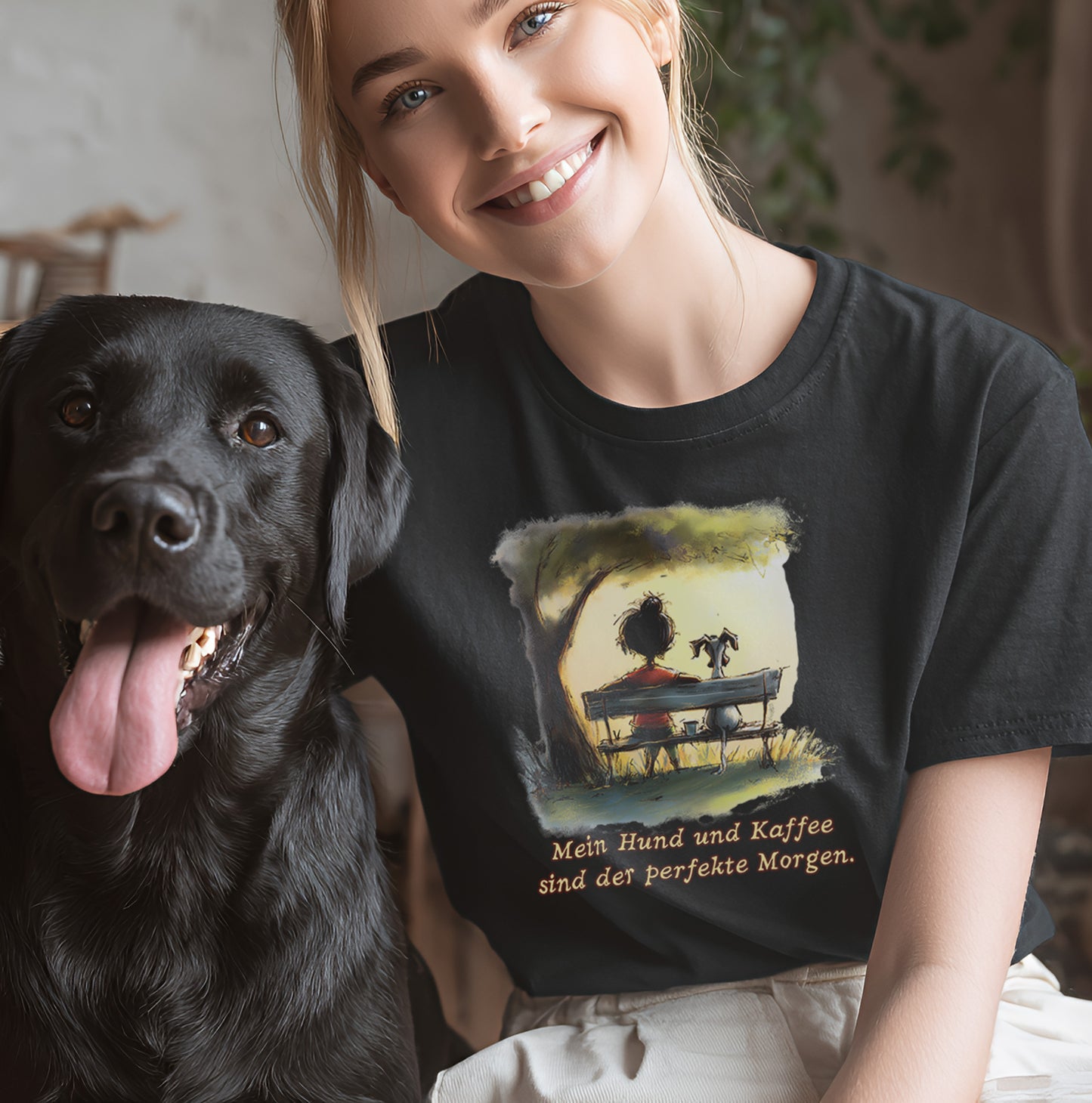 Mein Hund und Kaffee sind der perfekte Morgen - T-Shirt Unisex Classic Fit - Bequemer Klassiker