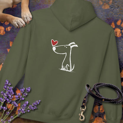 Kleiner Hund mit Herz - Nur Hinten - Hoodie Unisex Modern Fit