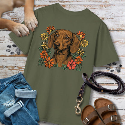 Dackel in Blumen - Nur Hinten - T-Shirt Unisex Classic Fit - Bequemer Klassiker