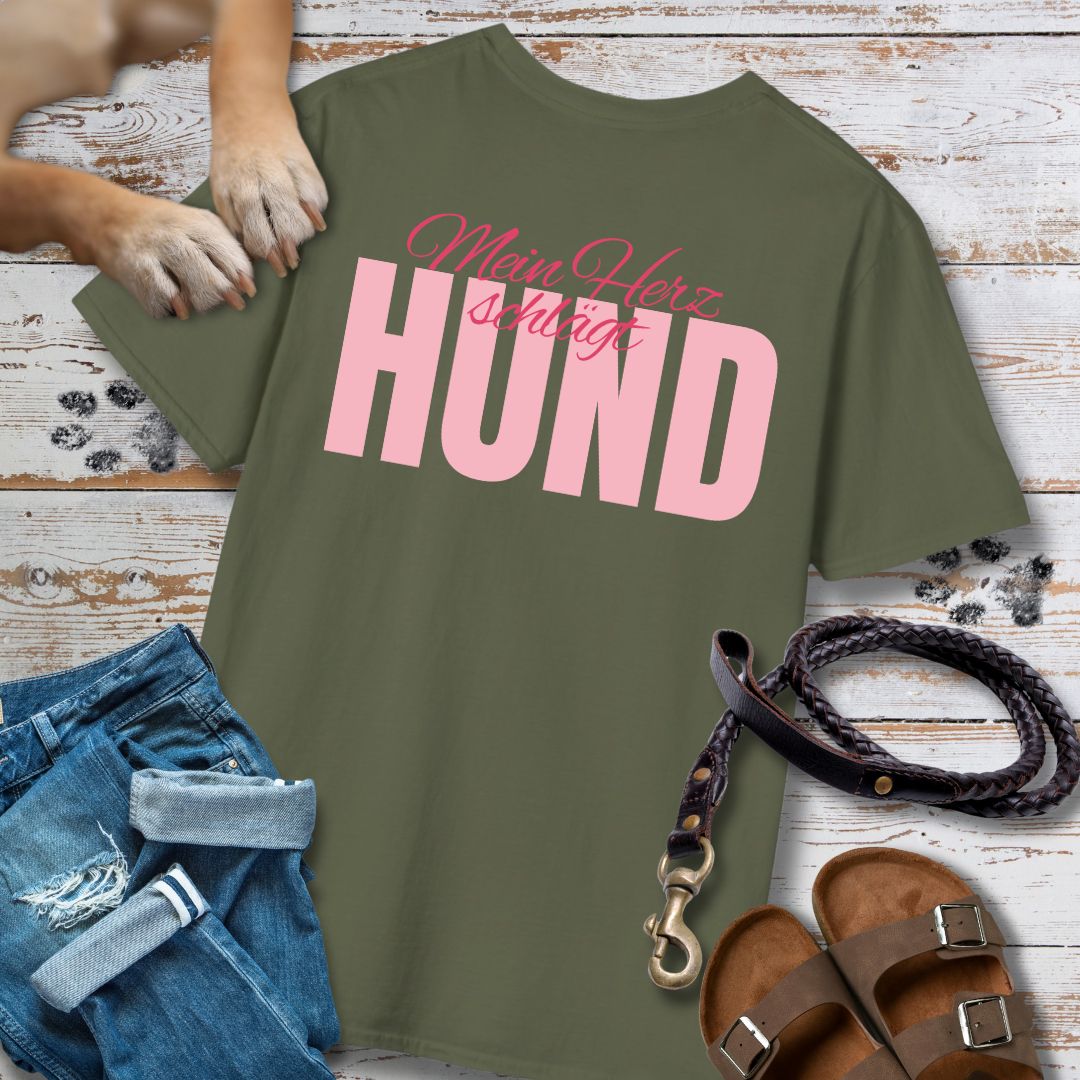 Mein Herz schlägt Hund - Nur Hinten - T-Shirt Unisex Classic Fit - Bequemer Klassiker