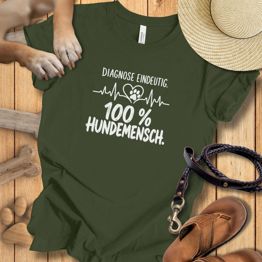 Diagnose Eindeutig: 100% Hundemensch - Premium T-Shirt Modern Fit - Weich & Leicht