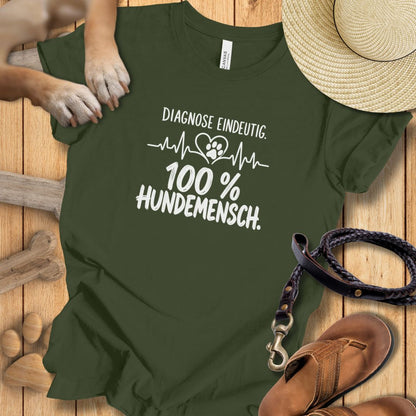 Diagnose Eindeutig: 100% Hundemensch - Premium T-Shirt Modern Fit - Weich & Leicht