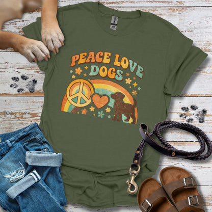 Peace Love Dogs Retro - T-Shirt Unisex Classic Fit Standard Qualität