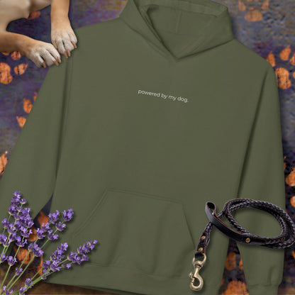 powered by my dog. - Unisex Modern Fit Hoodie