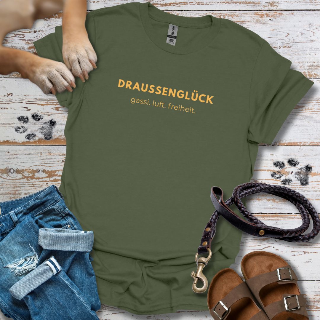 DRAUSSENGLÜCK - T-Shirt Unisex Classic Fit - Bequemer Klassiker