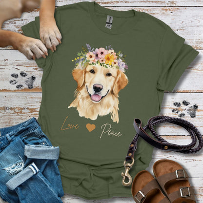 Golden Retriever Love & Peace - T-Shirt Unisex Classic Fit - Bequemer Klassiker