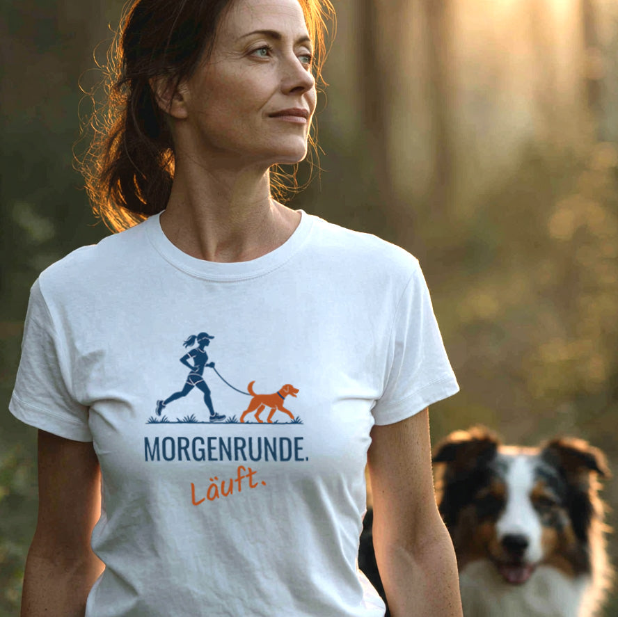 Morgenrunde Frau - Premium T-Shirt Modern Fit - Weich & Leicht