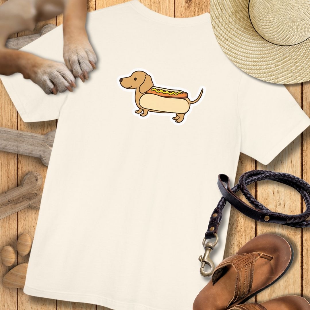 Hot Dog Dackel - Vorne & Hinten - T-Shirt Unisex Modern Fit Premium Qualität