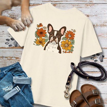 Französische Bulldogge in Blumen - Nur Hinten - T-Shirt Unisex Classic Fit - Bequemer Klassiker