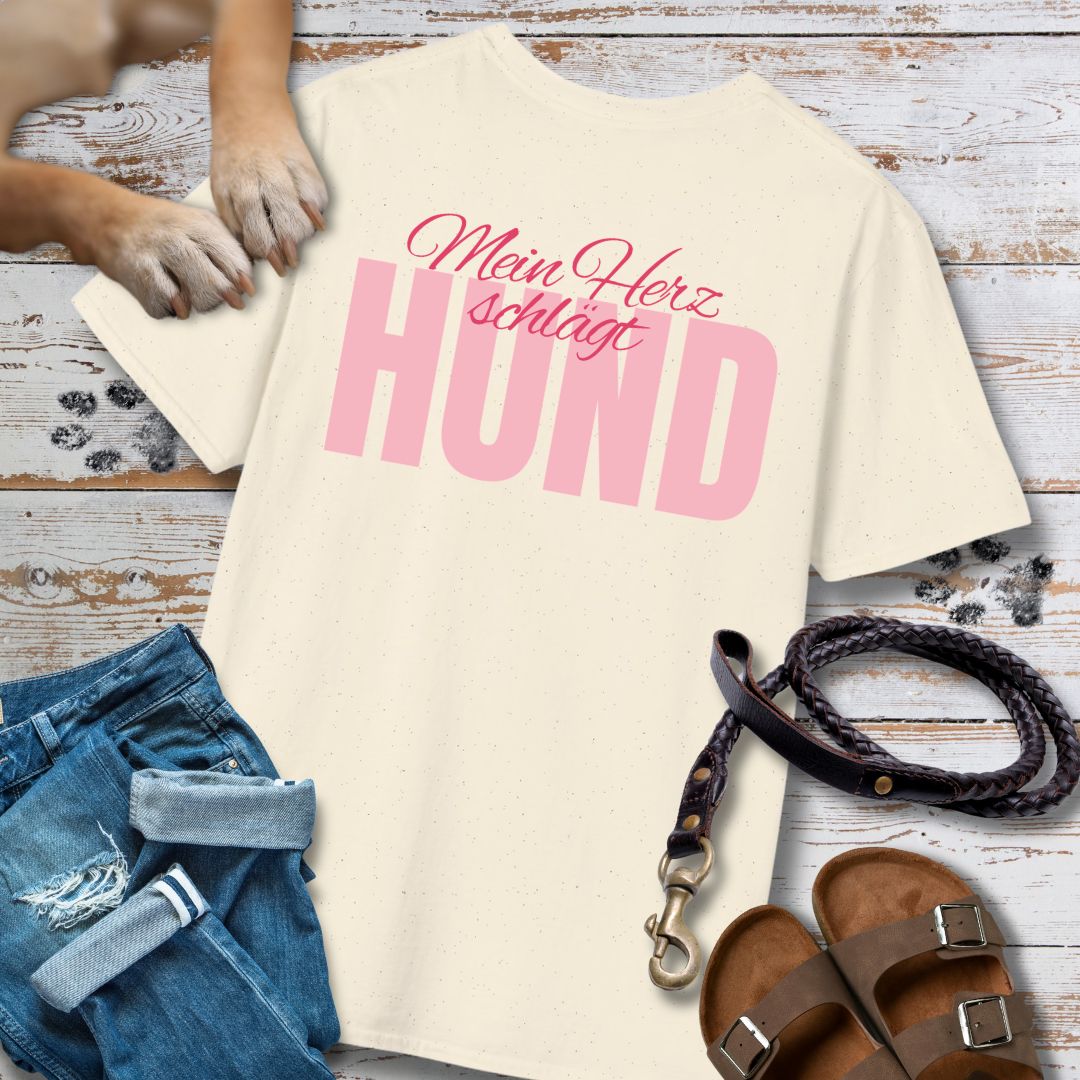 Mein Herz schlägt Hund - Nur Hinten - T-Shirt Unisex Classic Fit - Bequemer Klassiker