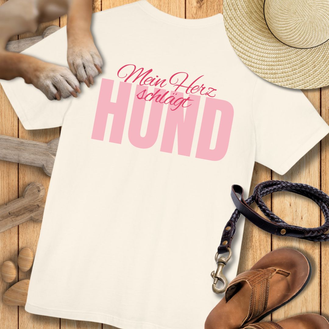 Mein Herz schlägt Hund - Nur Hinten - T-Shirt Unisex Modern Fit - Weich & Leicht