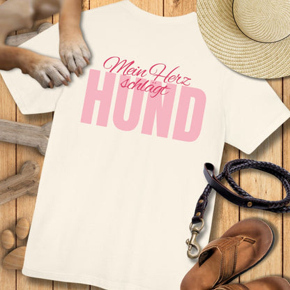 Mein Herz schlägt Hund - Nur Hinten - T-Shirt Unisex Modern Fit - Weich & Leicht