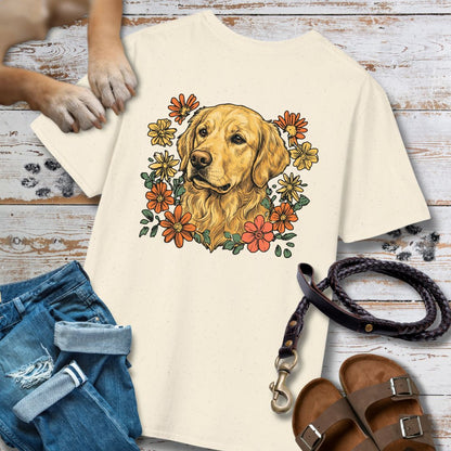 Golden Retriever in Blumen - Nur Hinten - T-Shirt Unisex Classic Fit - Bequemer Klassiker