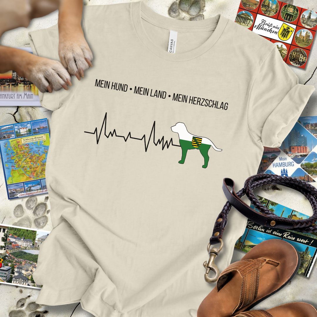Mein Hund, Mein Land, Mein Herzschlag - Sachsen - T-Shirt Unisex Slim Fit