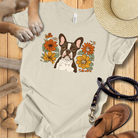 Floral Französische Bulldogge - T-Shirt Unisex Slim Fit