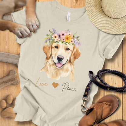 Golden Retriever Love & Peace - T-Shirt Damen Modern Fit - Weich & Leicht