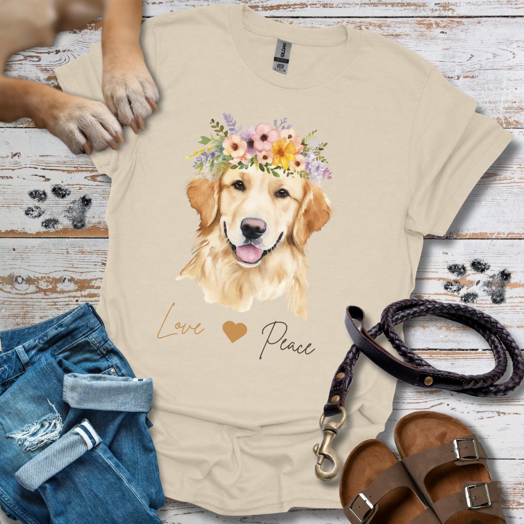 Golden Retriever Love & Peace - T-Shirt Unisex Classic Fit - Bequemer Klassiker