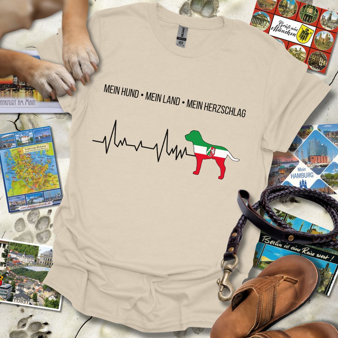 Mein Hund, Mein Land, Mein Herzschlag - Nordrhein-Westfalen - T-Shirt Unisex Relaxed Fit