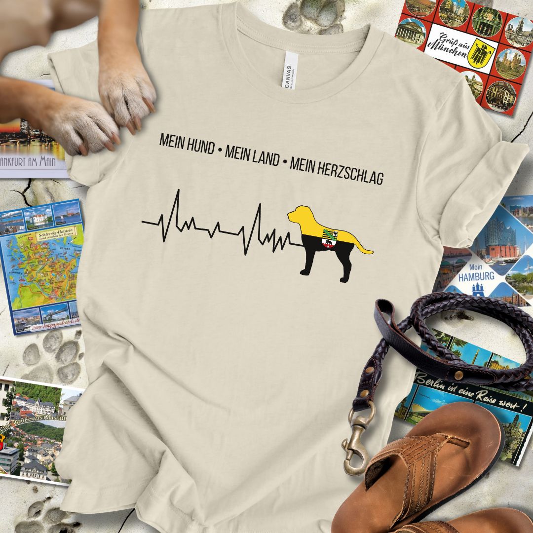 Mein Hund, Mein Land, Mein Herzschlag - Sachsen-Anhalt - T-Shirt Unisex Slim Fit