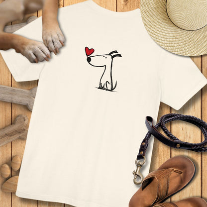 Kleiner Hund mit Herz - Vorne & Hinten - T-Shirt Unisex Modern Fit - Weich & Leicht