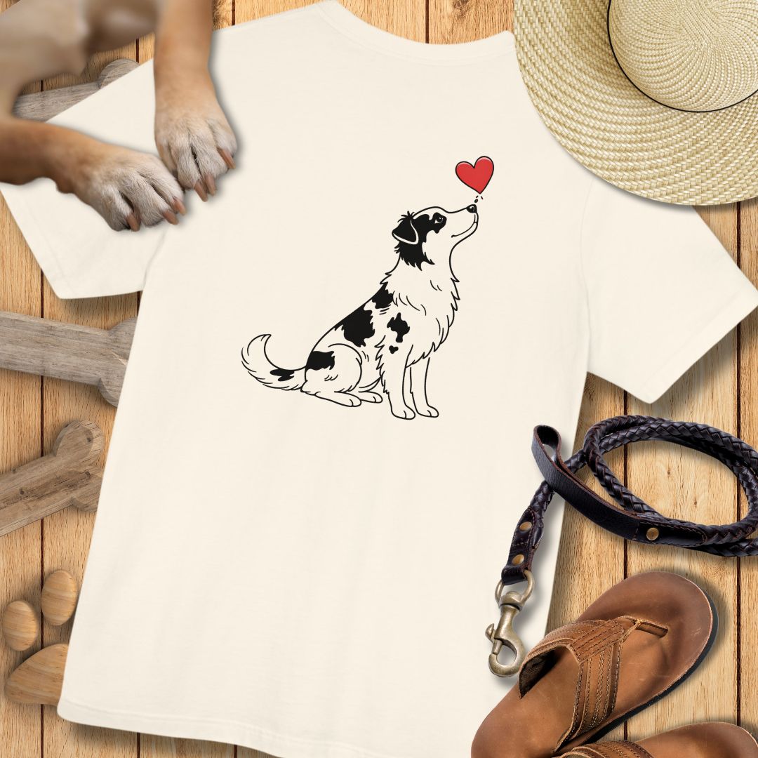 Herzenshunde - Australian Shepherd - Vorne & Hinten - T-Shirt Unisex Modern Fit - Weich & Leicht