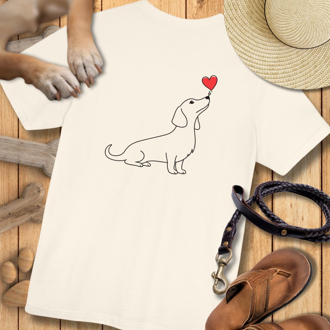 Herzenshunde - Dackel - Vorne & Hinten - T-Shirt Unisex Modern Fit - Weich & Leicht