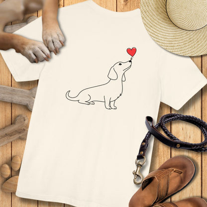 Herzenshunde - Dackel - Vorne & Hinten - T-Shirt Unisex Modern Fit - Weich & Leicht
