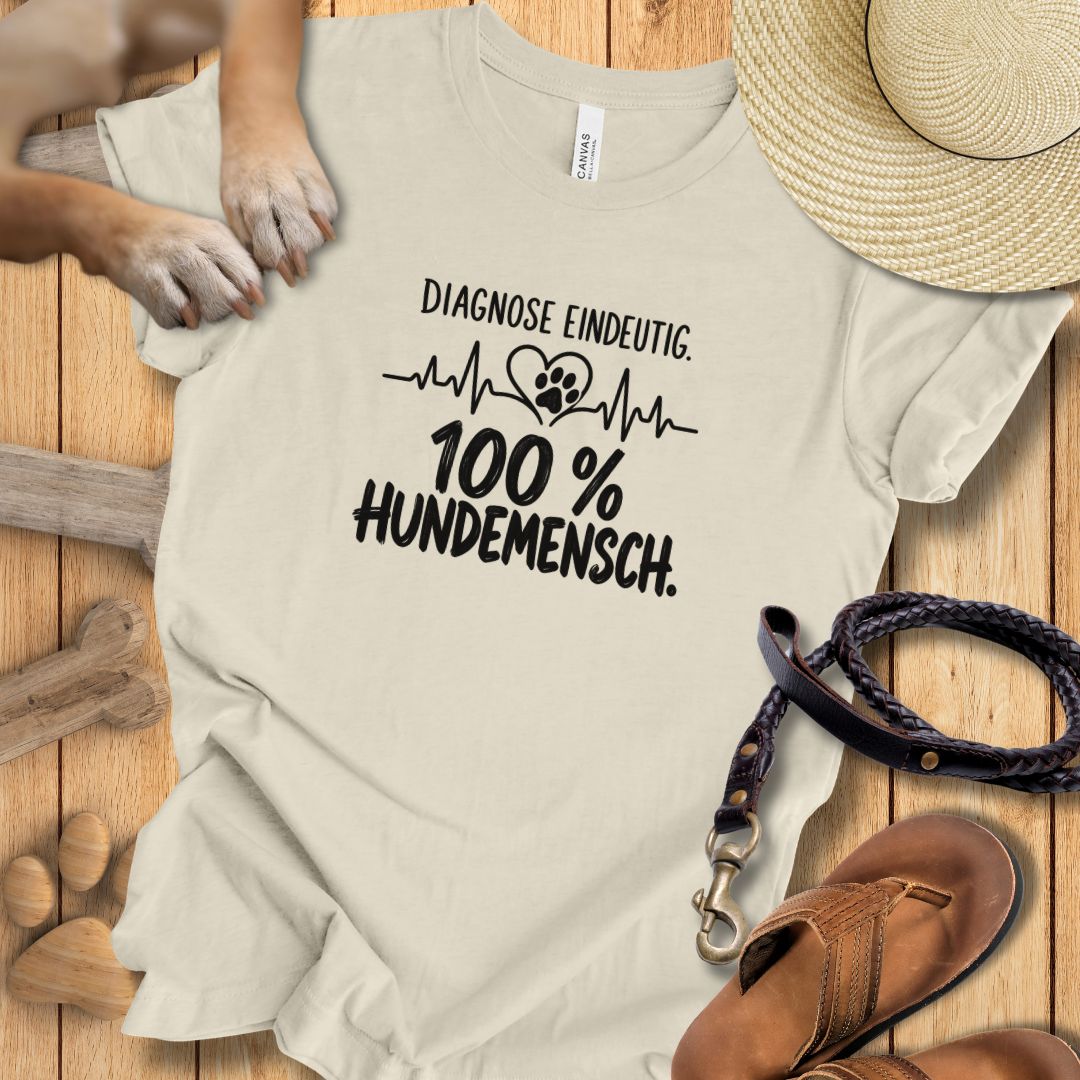 Diagnose Eindeutig: 100% Hundemensch - Premium T-Shirt Modern Fit - Weich & Leicht