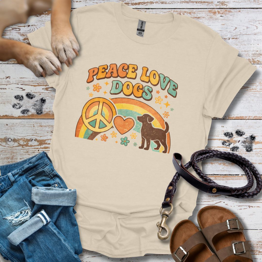 Peace Love Dogs Retro - T-Shirt Unisex Classic Fit Standard Qualität