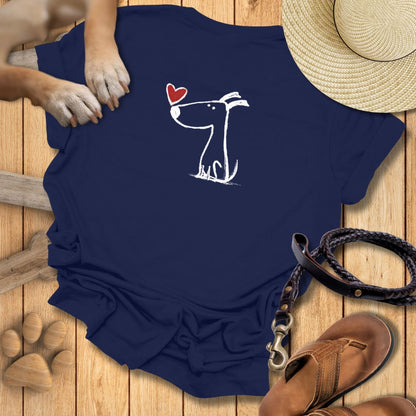 Kleiner Hund mit Herz - Beidseitig bedrucktes T-Shirt Damen Slim Fit
