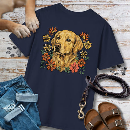 Golden Retriever in Blumen - Nur Hinten - T-Shirt Unisex Classic Fit - Bequemer Klassiker
