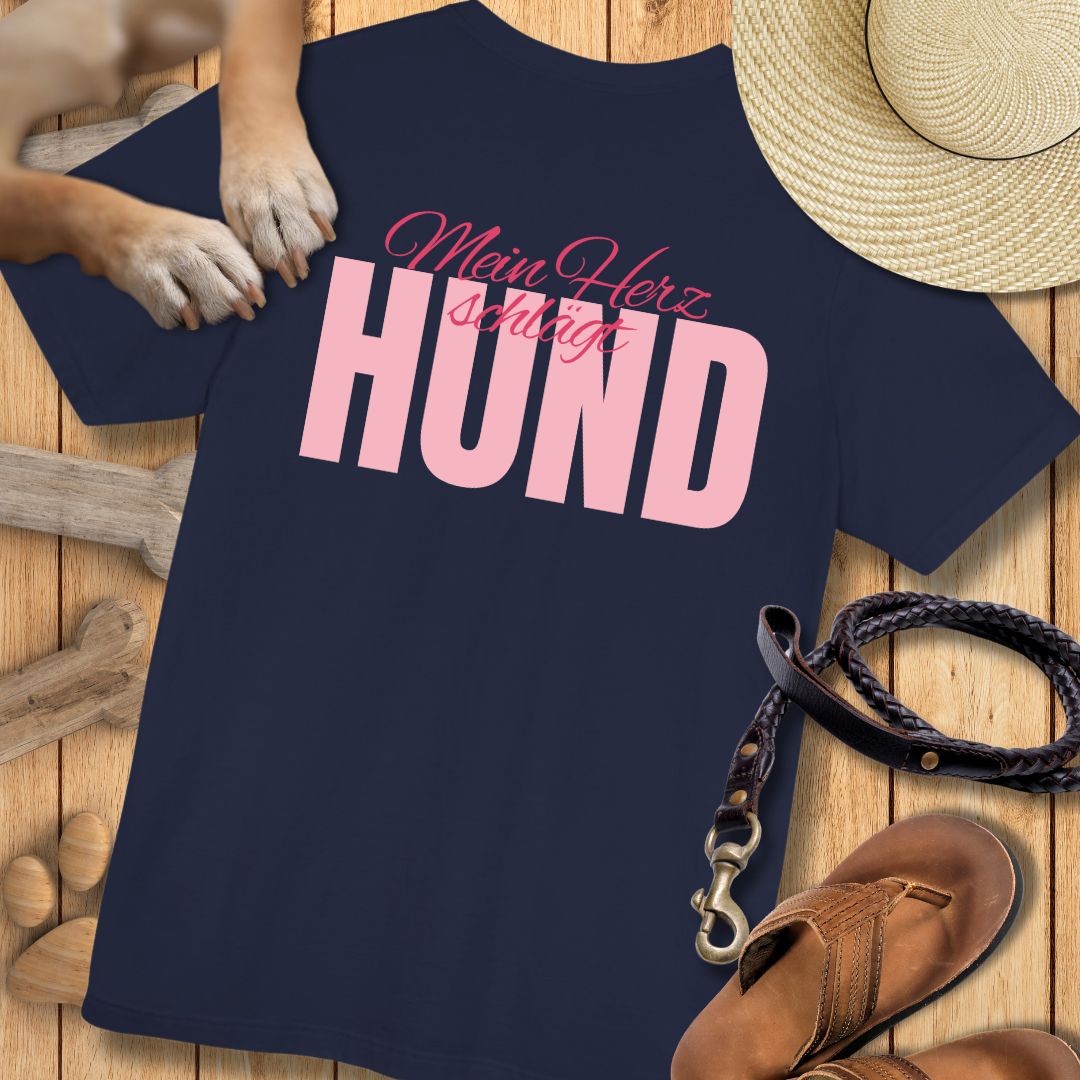 Mein Herz schlägt Hund - Nur Hinten - T-Shirt Unisex Modern Fit - Weich & Leicht