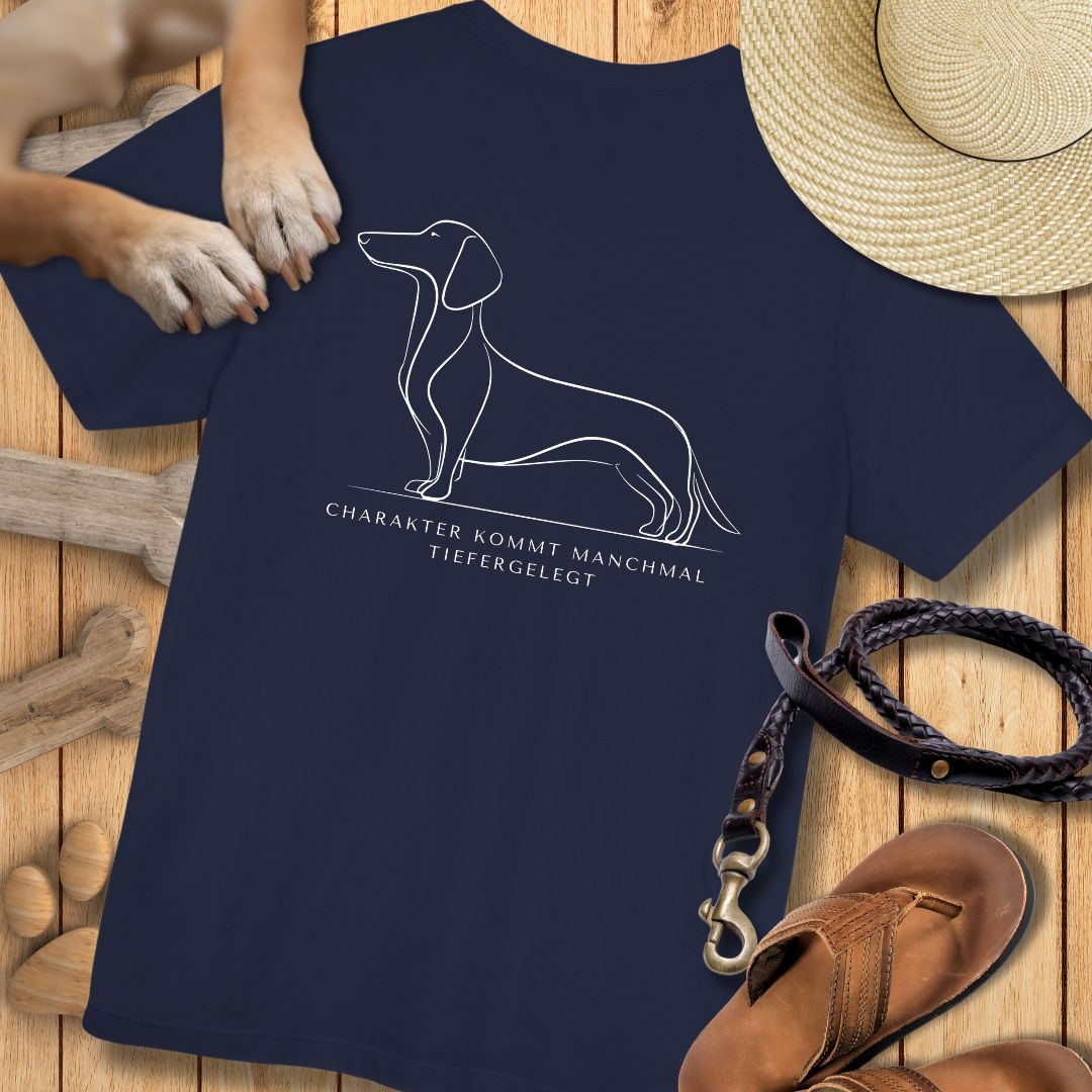 Charakter Tiefergelegt - Dackel - Vorne & Hinten - T-Shirt Unisex Modern Fit - Weich & Leicht