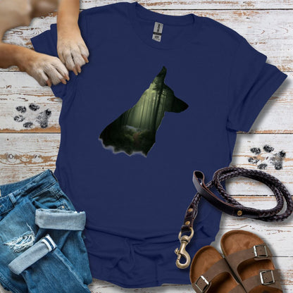Schäferhund Silhouette mit Wald - T-Shirt Unisex Classic Fit - Bequemer Klassiker