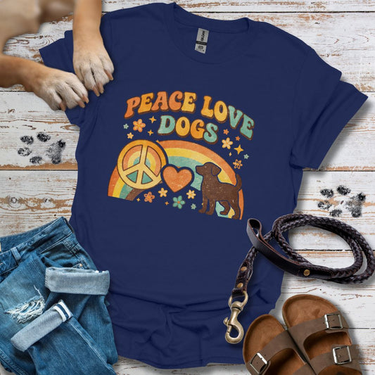 Peace Love Dogs Retro - T-Shirt Unisex Classic Fit Standard Qualität
