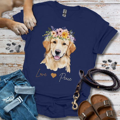 Golden Retriever Love & Peace - T-Shirt Unisex Classic Fit - Bequemer Klassiker