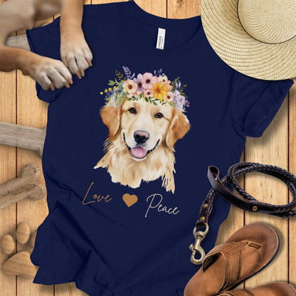 Golden Retriever Love & Peace - T-Shirt Damen Modern Fit - Weich & Leicht