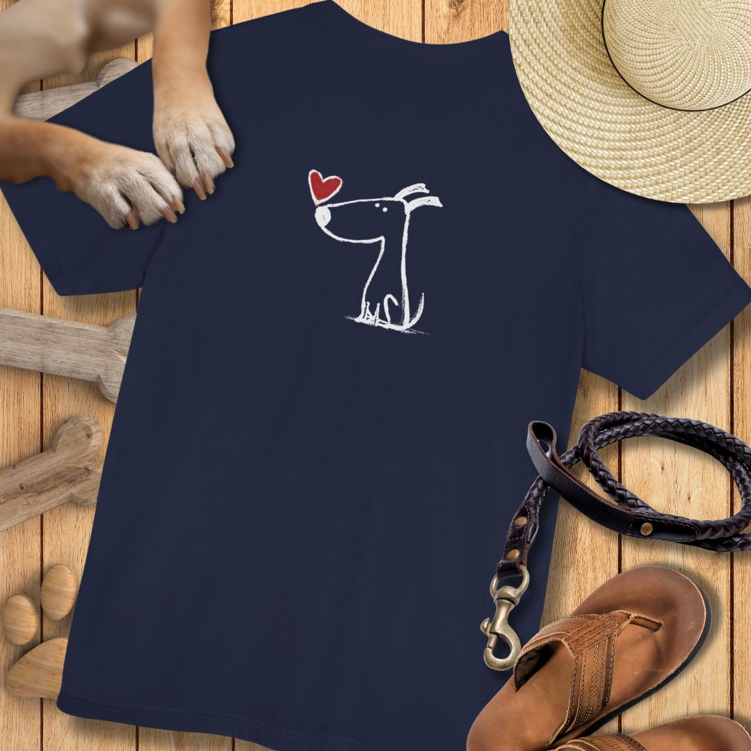 Kleiner Hund mit Herz - Vorne & Hinten - T-Shirt Unisex Modern Fit - Weich & Leicht