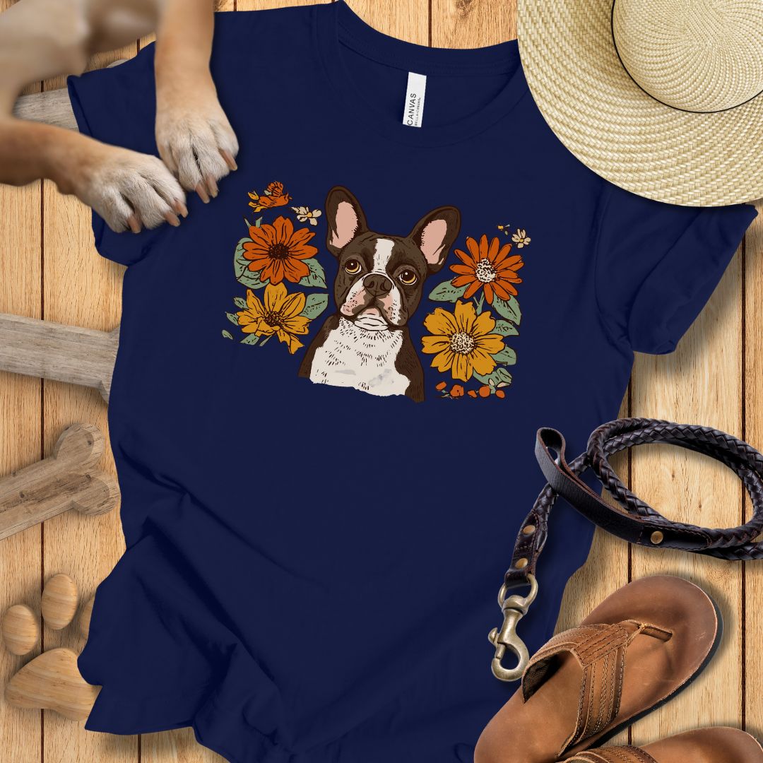 Floral Französische Bulldogge - T-Shirt Unisex Slim Fit