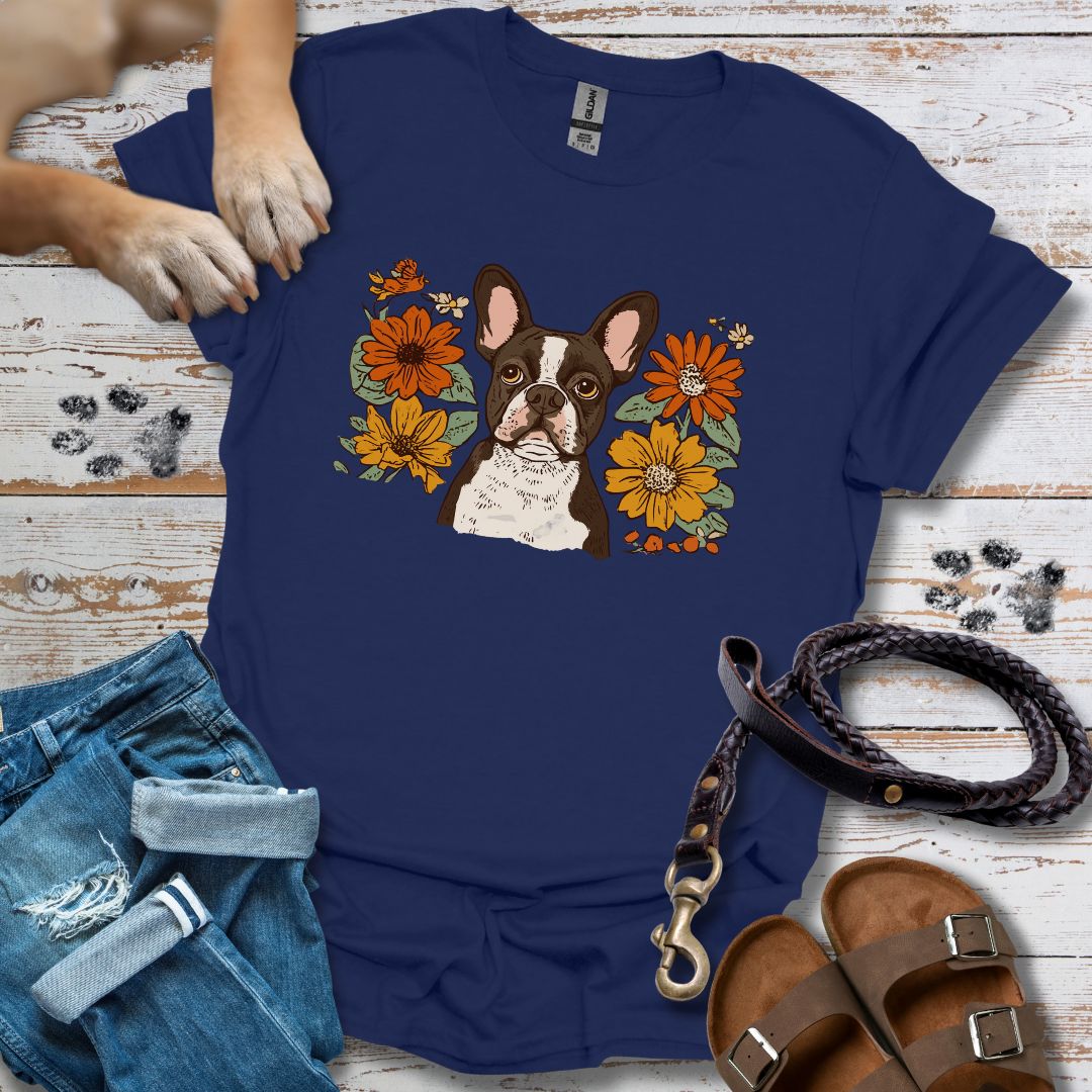 Floral Französische Bulldogge - T-Shirt Unisex Relaxed Fit