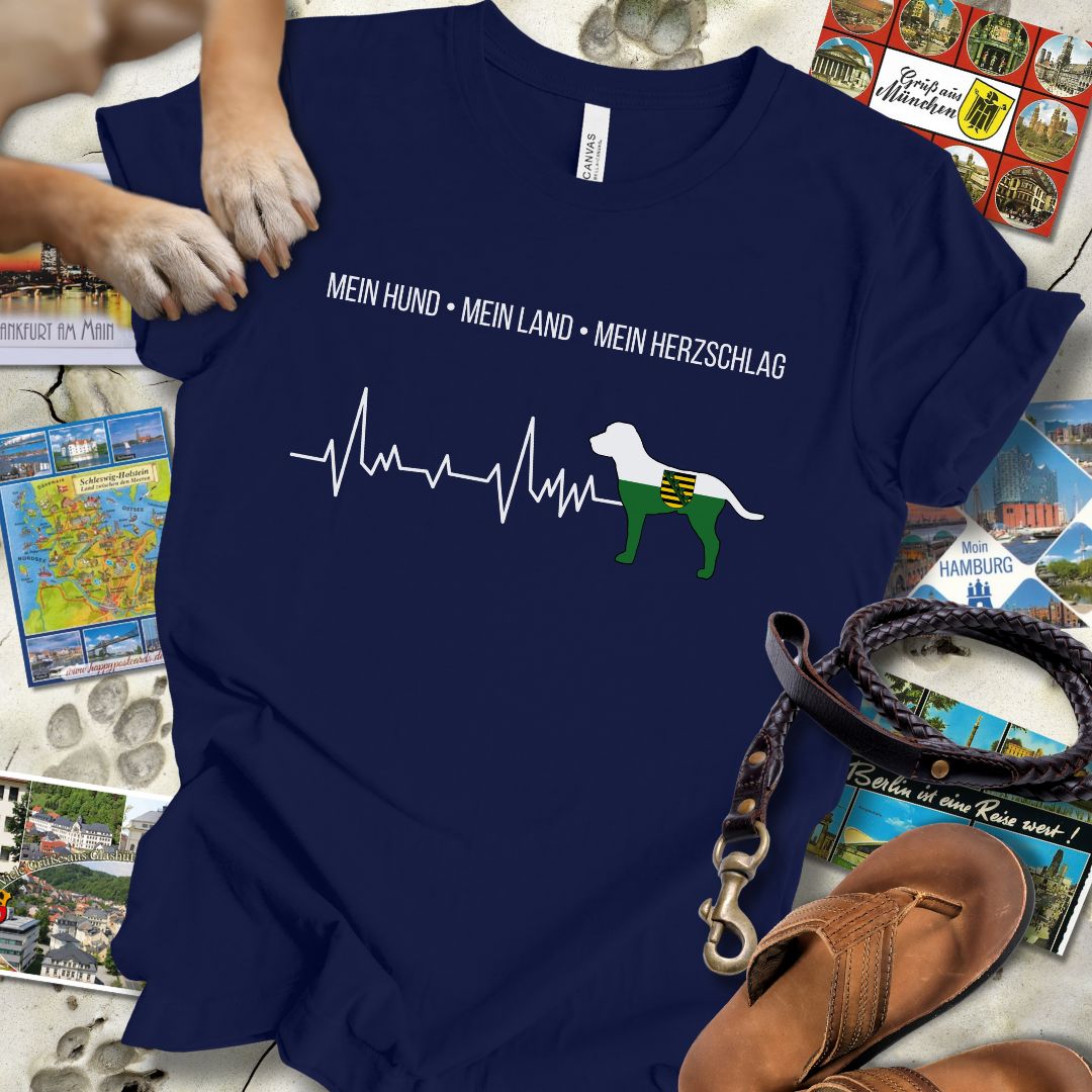 Mein Hund, Mein Land, Mein Herzschlag - Sachsen - T-Shirt Unisex Slim Fit