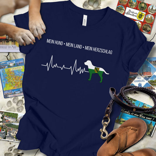 Mein Hund, Mein Land, Mein Herzschlag - Sachsen - T-Shirt Unisex Slim Fit