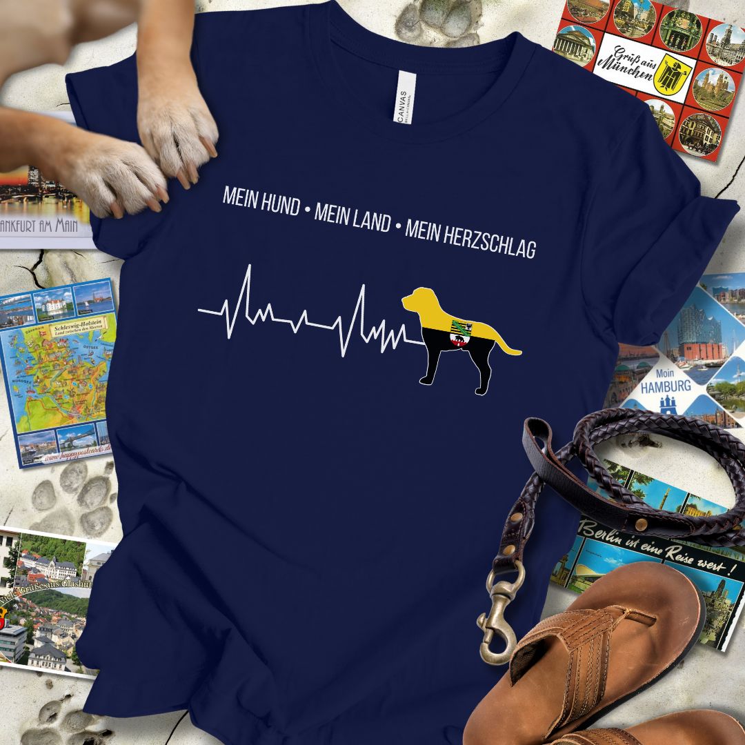 Mein Hund, Mein Land, Mein Herzschlag - Sachsen-Anhalt - T-Shirt Unisex Slim Fit
