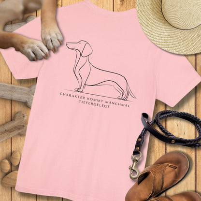 Charakter Tiefergelegt - Dackel - Vorne & Hinten - T-Shirt Unisex Modern Fit - Weich & Leicht