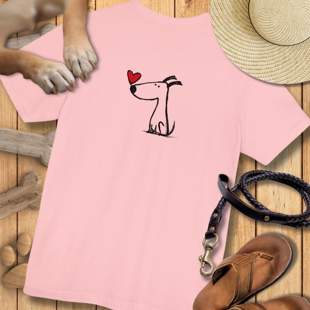 Kleiner Hund mit Herz - Nur Hinten - T-Shirt Unisex Modern Fit - Weich & Leicht