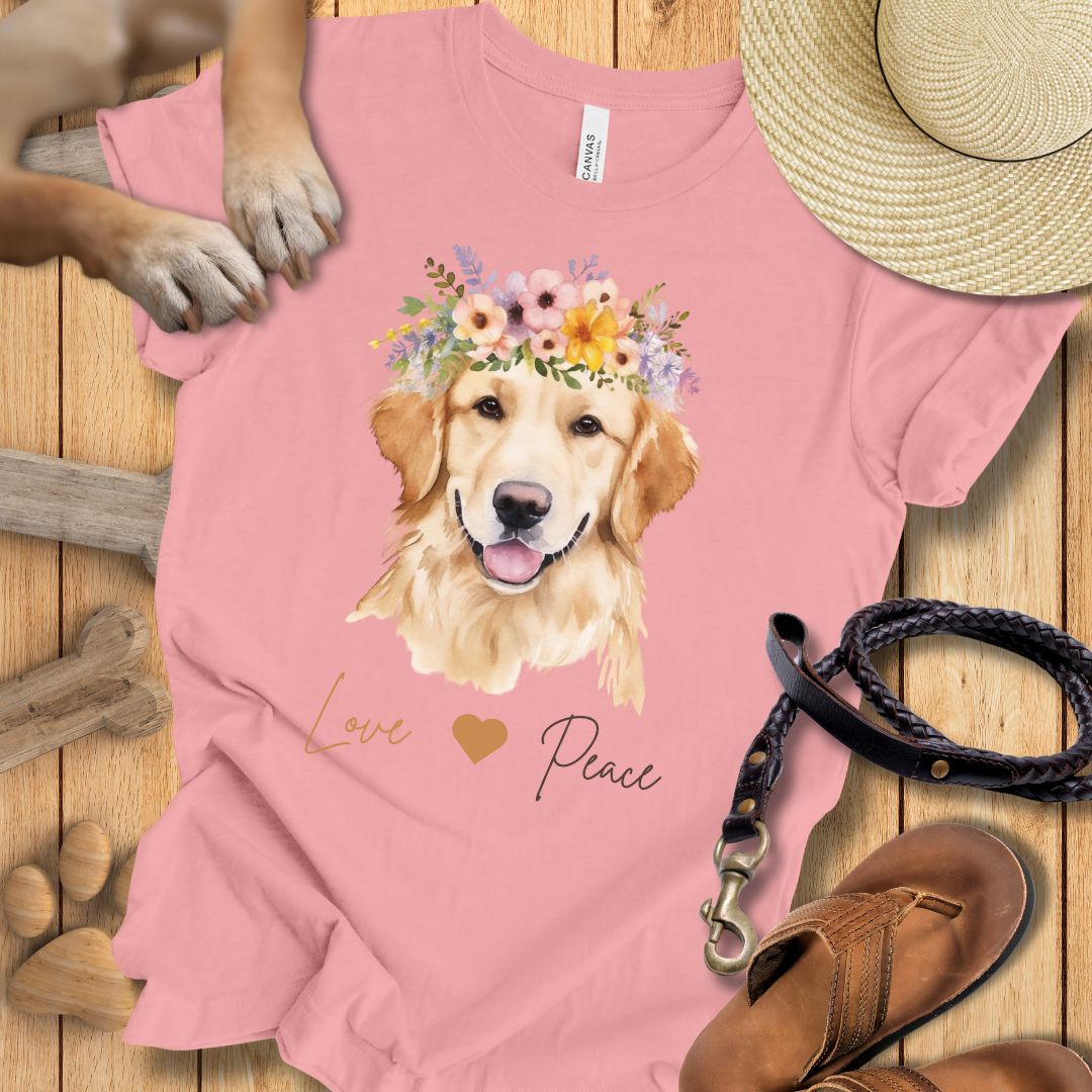 Golden Retriever Love & Peace - T-Shirt Damen Modern Fit - Weich & Leicht